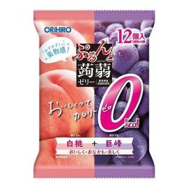 【ORIHIRO】 Purunto Konjac Jelly, 0 Calories, White Peach + Kyoho Grape, 18g x 12 Pieces 4571157258249image