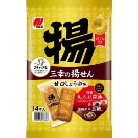 【While stock lasts】 Sanko's Fried Senbei, Mild Soy Sauce Flavor, 14 Pieces 4901626073668-1image