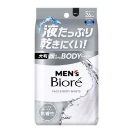 【Kao】 Men's Bioré Body Wipes Suitable for the Face, Unscented 26 Sheets 4901301464521image