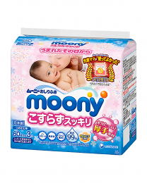 【Unicharm】 Moony 加厚超柔濕紙巾補充片 60片 x 3片裝