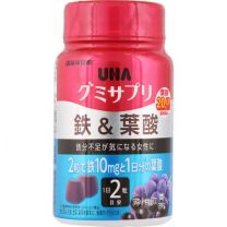 【UHA味覺糖】 軟糖補充 鐵和葉酸 (​​瓶裝) 60錠