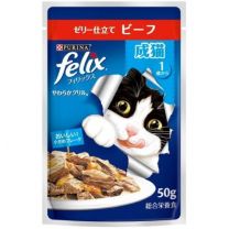 【Nestle Japan】 Purina Felix 袋裝嫩烤成年貓牛肉 50 克 4902201213615image