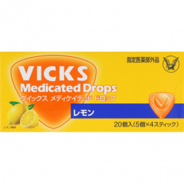 【Taisho Pharmaceutical】 Vicks Medicated Drops Lemon Throat Lozenges 20 pieces